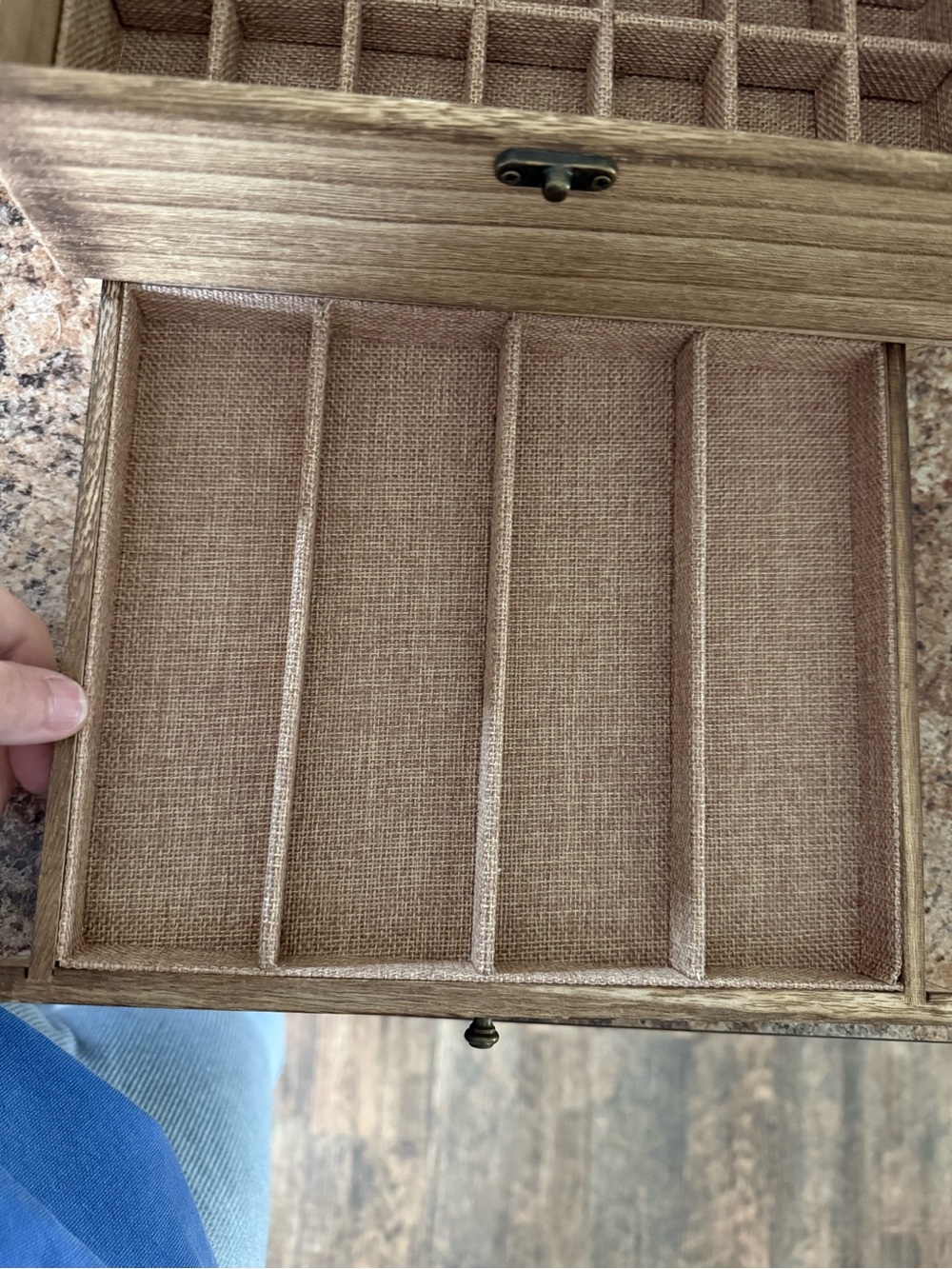 Wood Finish Jewelry Organizer Box with Mirror - Brown - Picture 5 of 8
